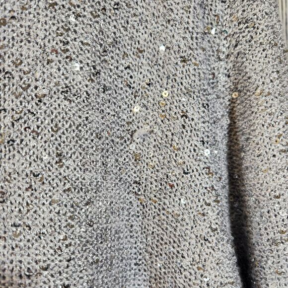 Alfred Dunner 2X $103‎ Silver Gray Sparkle Sequin Open Front Cardigan Sweater - Picture 5 of 9